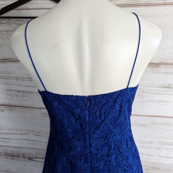 J. Crew Lydia Dress Leaver's Lace Sz 4 Bridesmaid Wedding Navy Sheath Midi - Picture 4 of 7